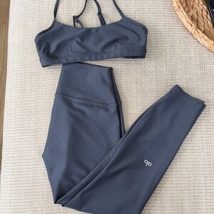 ALO Yoga Anthracite Strappy Sports Bra & High-Waist Leggings Set